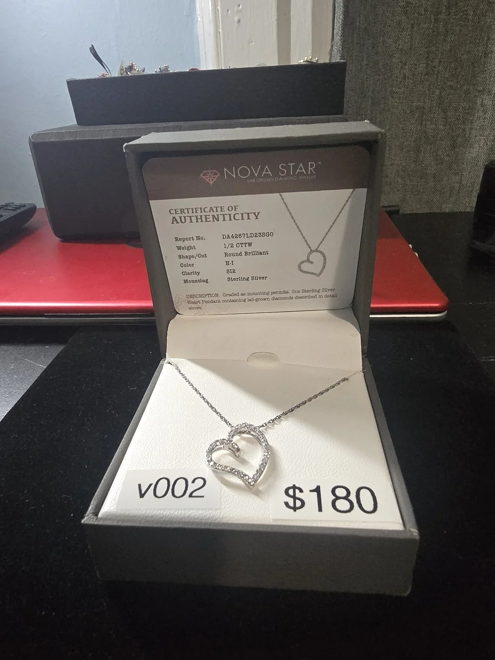Sterling Silver Heart Pendant Necklace - White/Silver